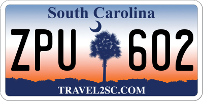 SC license plate ZPU602