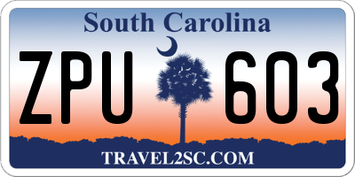 SC license plate ZPU603