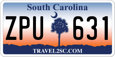 SC license plate ZPU631