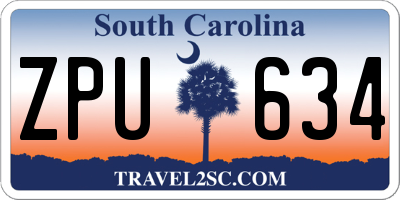 SC license plate ZPU634
