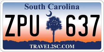 SC license plate ZPU637
