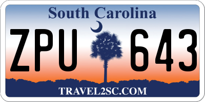 SC license plate ZPU643