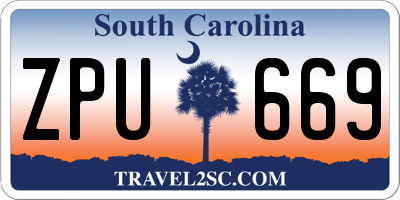 SC license plate ZPU669
