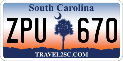 SC license plate ZPU670