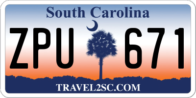 SC license plate ZPU671