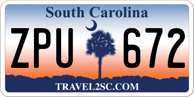 SC license plate ZPU672