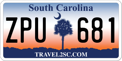 SC license plate ZPU681