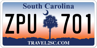 SC license plate ZPU701