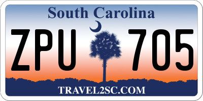 SC license plate ZPU705
