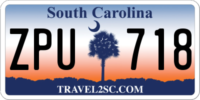 SC license plate ZPU718