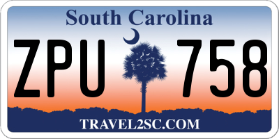 SC license plate ZPU758
