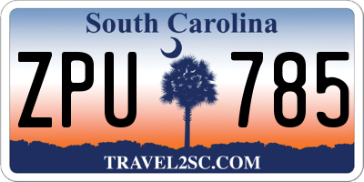 SC license plate ZPU785