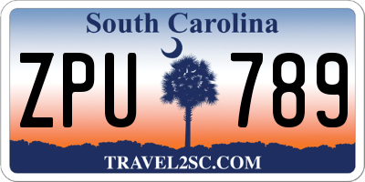 SC license plate ZPU789