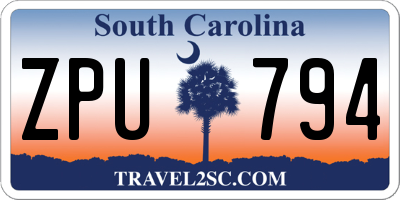 SC license plate ZPU794