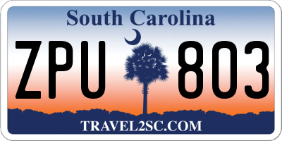 SC license plate ZPU803