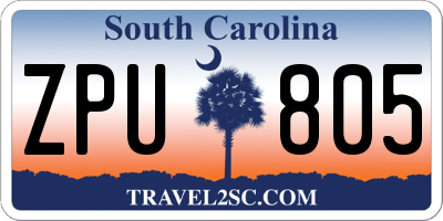 SC license plate ZPU805