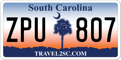 SC license plate ZPU807