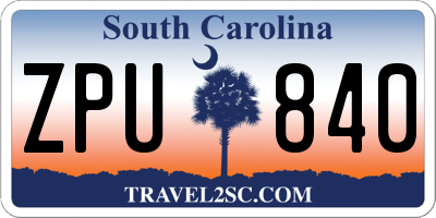 SC license plate ZPU840