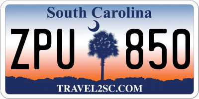 SC license plate ZPU850