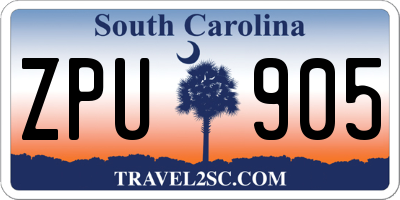 SC license plate ZPU905