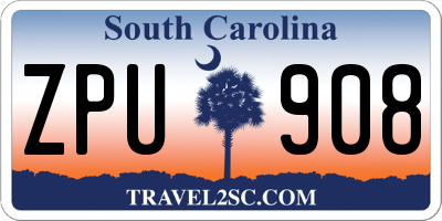 SC license plate ZPU908
