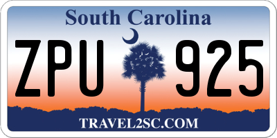 SC license plate ZPU925