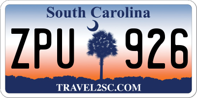 SC license plate ZPU926