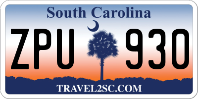SC license plate ZPU930