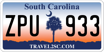 SC license plate ZPU933