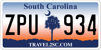 SC license plate ZPU934