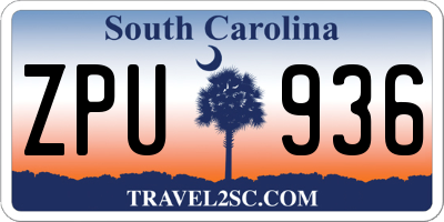 SC license plate ZPU936