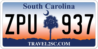 SC license plate ZPU937