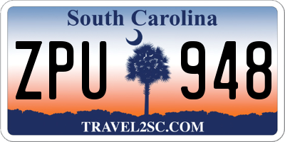 SC license plate ZPU948