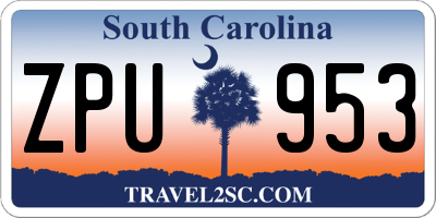 SC license plate ZPU953