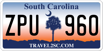 SC license plate ZPU960