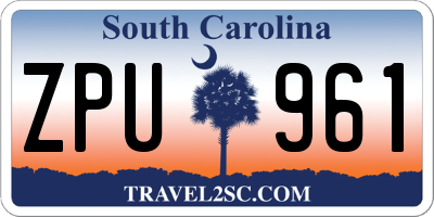 SC license plate ZPU961