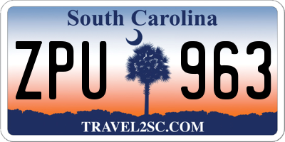 SC license plate ZPU963