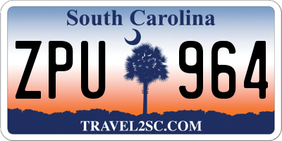 SC license plate ZPU964