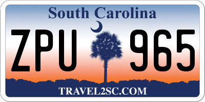 SC license plate ZPU965