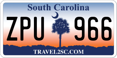 SC license plate ZPU966