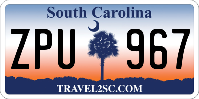 SC license plate ZPU967
