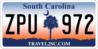 SC license plate ZPU972