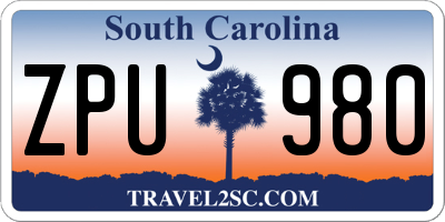 SC license plate ZPU980