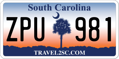 SC license plate ZPU981