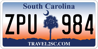 SC license plate ZPU984