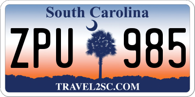 SC license plate ZPU985