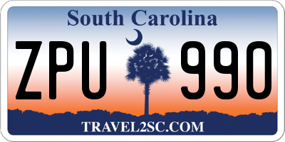 SC license plate ZPU990