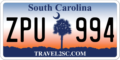 SC license plate ZPU994