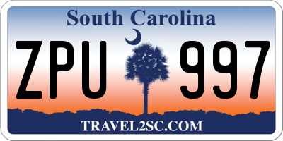 SC license plate ZPU997
