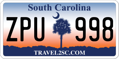 SC license plate ZPU998